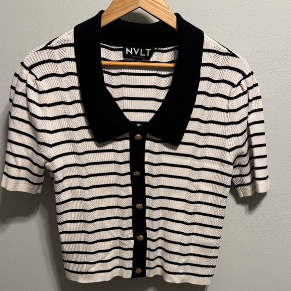 NVLT Tops - Knit black and white sweater